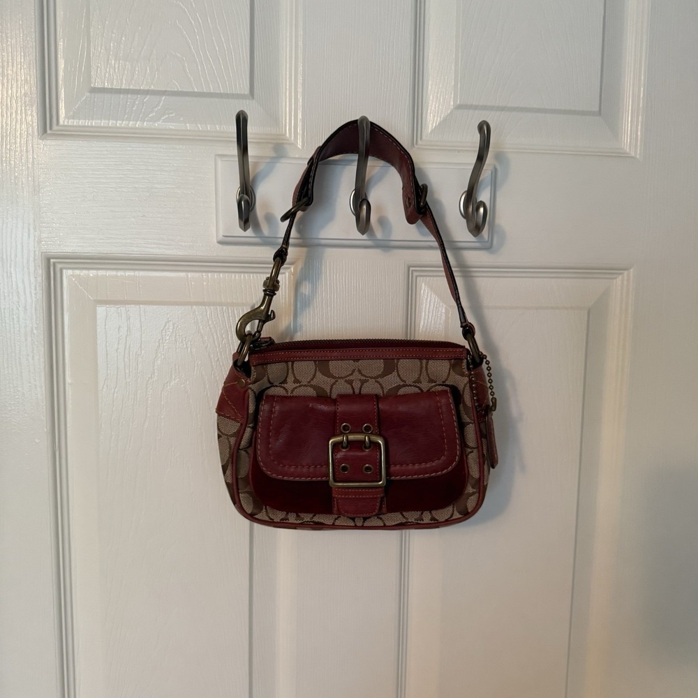 VTG Coach Special Edition 2004 Fall Shoulder Bag Purse Brown and Burgandy Y2K - Picture 14 of 16